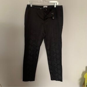 Calvin Klein Black Snake print Textured Straight Leg Pants with waist accent